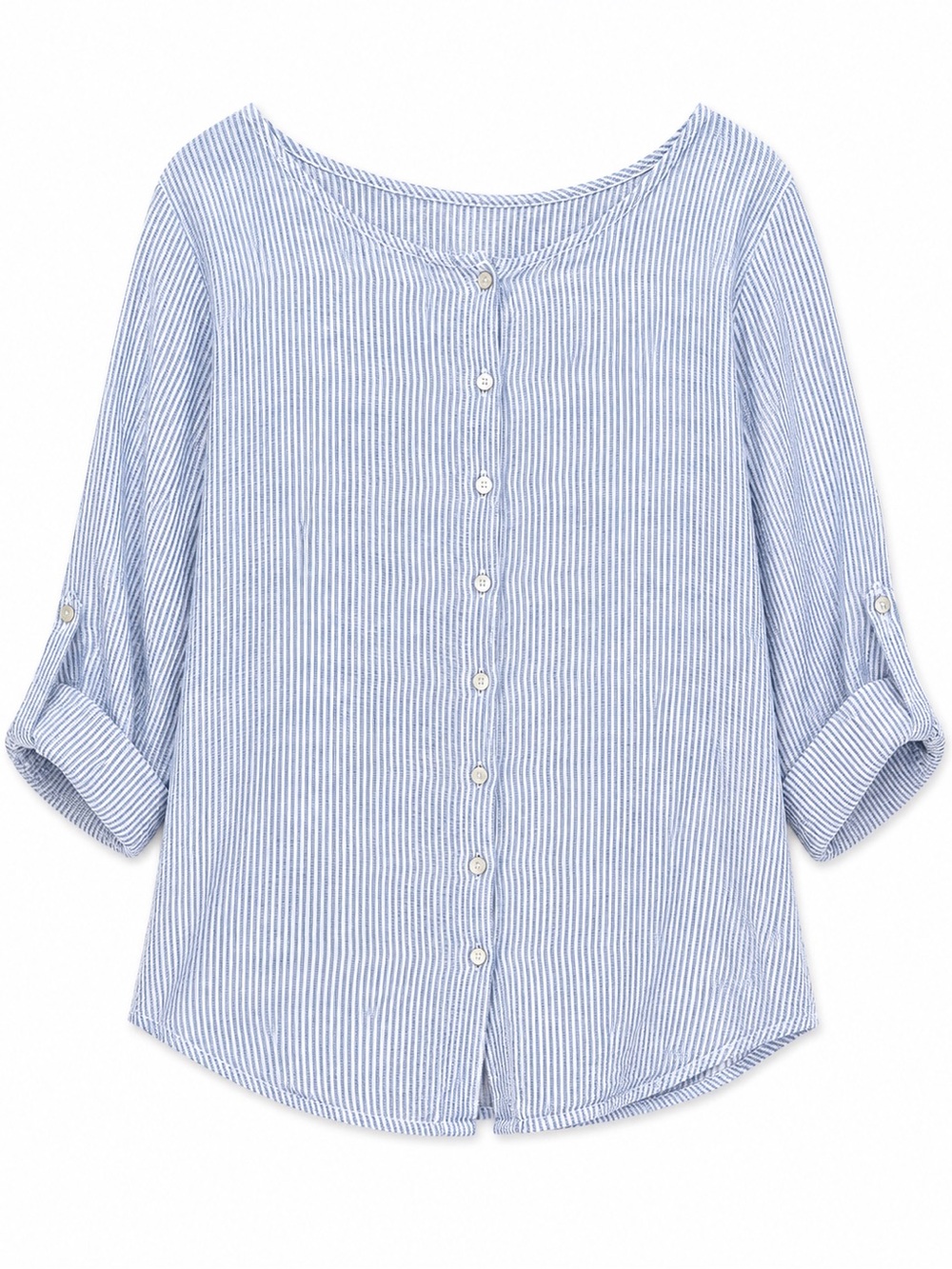 Women’s Light Blue Striped Button-Down Shirt